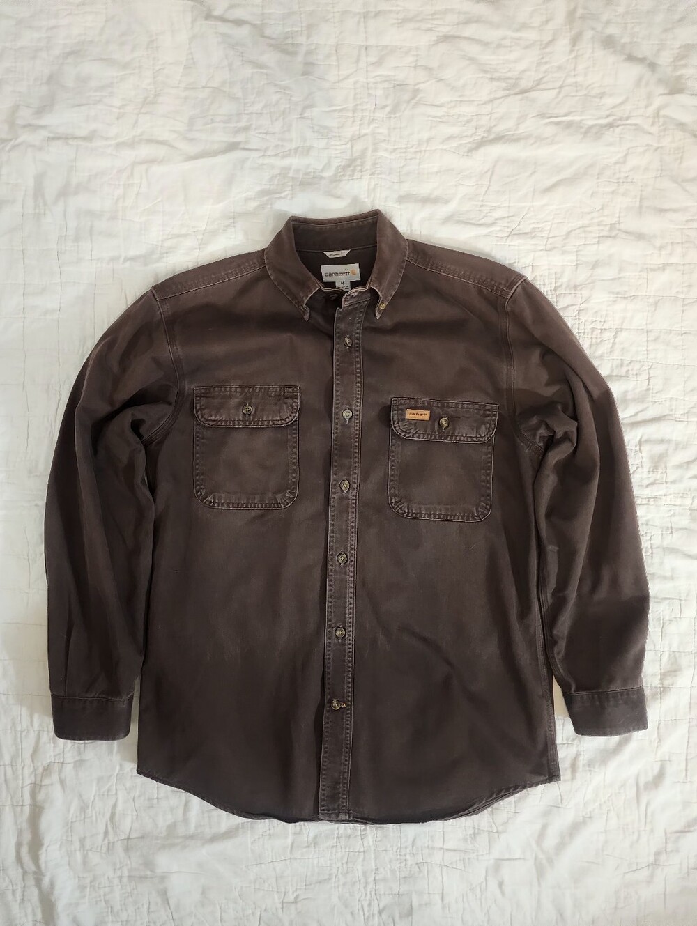 Carharrt Original Fit Men's Brown Long Sleeve Shirt Size Medium
